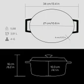 Lava Döküm Oval Tencere. Trendy Serisi Ölçü 21x27cm.  Siyah thumbnail 5