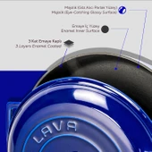 Lava Döküm Çok Amaçlı Yayvan Tencere Döküm Demir Kubbe Form Kapak Premium Serisi Çap(Ø)28cm.  Mavi thumbnail 7