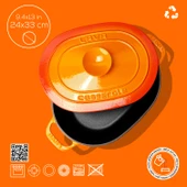 Lava Döküm Oval Tencere Döküm Demir Kapak Experience Serisi Ölçü 24x33cm.  Turuncu thumbnail 4