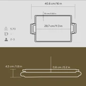 Lava Döküm Dikdörtgen Çift Yön Izgara Hot Plate Döküm Demir Yekpare Çift Kulplu Kayın Servis Ahşabı Ölçü 22x30cm. thumbnail 5
