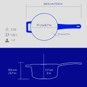 Lava Döküm Yuvarlak Sos Tenceresi Döküm Demir Yekpare Saplı Premium Serisi Çap(Ø)16cm.  Mavi - 6