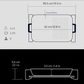 Lava Döküm Dikdörtgen Hibrit Izgara Tavası Kayın Servis Ahşabı Döküm Demir Yekpare Çift Kulplu Ölçü 26x32cm. thumbnail 5