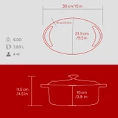 Lava Döküm Oval Tencere Döküm Demir Kapak Heritage Serisi Ölçü 22x28cm.  Kırmızı thumbnail 6