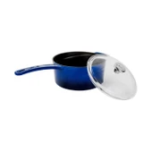 Lava Döküm Yuvarlak Sos Tenceresi Cam kapaklı, Metal Saplı. Glaze Serisi Çap(Ø16 cm. Mavi - 2