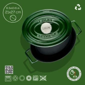 Lava Döküm Oval Tencere Döküm Demir Yekpare Kulplu Premium Serisi Ölçü 21x27cm.  Yeşil thumbnail 4