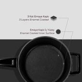 Lava Döküm Yuvarlak Sos Tenceresi Cam kapaklı, Metal Saplı. Glaze Serisi Çap(Ø16 cm.  Siyah thumbnail 6