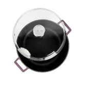 Lava Döküm Yuvarlak Tencere Cam kapaklı. Glaze Çap(Ø)28cm.  Mor thumbnail 3