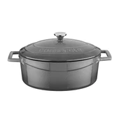 Lava Döküm Oval Tencere. Folk Serisi Ölçü 21x25cm.  Gri thumbnail 1