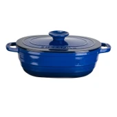 Lava Döküm Oval Tencere Döküm Demir Kapak Experience Serisi Ölçü 24x33cm.  Mavi thumbnail 1