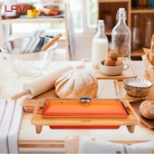 Lava Döküm Ekmek Tenceresi / Kayın Ağacı Servis Standı / Terrine Serisi. Ölçü 11x29cm.  Turuncu - 7