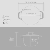 Lava Döküm Yuvarlak Tencere Döküm Demir Kapak Experience Majolik Serisi Çap(Ø)23cm  Beyaz thumbnail 5