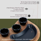 Lava Döküm Böbrek Formlu Fajita Tabağı Kayın Servis Ahşabı Ölçü 10x20cm. (Sos Kapları Dahil Değildir.) thumbnail 4