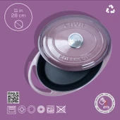 Lava Döküm Oval Tencere Döküm Demir Kapak Heritage Serisi Ölçü 22x28cm.  Mor thumbnail 5