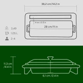 Lava Döküm Ekmek Tenceresi / Kayın Ağacı Servis Standı / Terrine Serisi. Ölçü 11x29cm.  Yeşil thumbnail 4