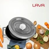 Lava Döküm Oval Tencere Döküm Demir Yekpare Kulplu Premium Serisi Ölçü 21x27cm.  Gri thumbnail 7