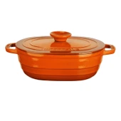 Lava Döküm Oval Tencere Döküm Demir Kapak Experience Serisi Ölçü 24x33cm.  Turuncu thumbnail 1