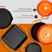 LAVA Döküm Beyaz Ahşap Sandık Hediyeli Çeyiz Seti  Turuncu thumbnail 5