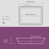 Lava Döküm Dikdörtgen 1/2 Gastronomi Küvet Ölçü 26x33cm.  Mor thumbnail 5
