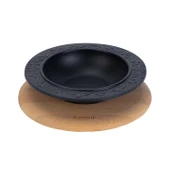 Lava Döküm Yuvarlak Çorba Kasesi Kayın Servis Ahşabı. Çap(Ø)19cm. - 1