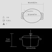 Lava Döküm Mini Oval Tencere. Trendy Serisi Ölçü 9x12cm.  Siyah thumbnail 5