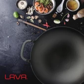 Lava Döküm Yuvarlak Wok Döküm Demir Yekpare Çift Kulplu Çap(Ø)38cm. thumbnail 7