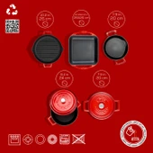 LAVA Döküm Beyaz Ahşap Sandık Hediyeli Çeyiz Seti  Kırmızı thumbnail 3