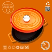 Lava Döküm Oval Tencere. Trendy Serisi Ölçü 25x31cm.  Turuncu thumbnail 4