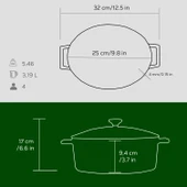 Lava Döküm Oval Tencere. Folk Serisi Ölçü 21x25cm.  Yeşil thumbnail 5