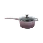 Lava Döküm Yuvarlak Sos Tenceresi Cam kapaklı, Metal Saplı. Glaze Serisi Çap(Ø16 cm.  Mor - 1