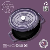 Lava Döküm Oval Tencere. Trendy Serisi Ölçü 21x25cm.  Mor thumbnail 4