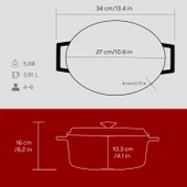 Lava Döküm Oval Tencere. Trendy Serisi Ölçü 21x27cm.  Kırmızı thumbnail 5