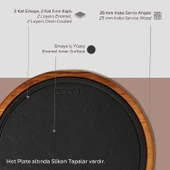 Lava Döküm Ahşap ve Döküm Demir Hot Plate Servis Tahtası. Çap(Ø)26cm. - 4