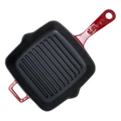 Lava Döküm Kare Izgara Tava Döküm Demir Yekpare Saplı Ölçü 20x20cm.  Kırmızı thumbnail 2