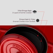 Lava Döküm Oval Tencere. Trendy Serisi Ölçü 21x25cm.  Kırmızı thumbnail 6