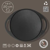 Lava Döküm Yuvarlak Saç Kavurma Tavası Döküm Demir Yekpare Çift Kulplu Çap(Ø)20cm. thumbnail 4