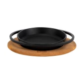 Lava Döküm Yuvarlak Sahan Döküm Demir Yekpare Çift Kulplu Kayın Servis Ahşabı Çap(Ø)20cm. thumbnail 1