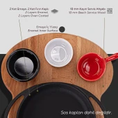 Lava Döküm Yuvarlak Sahan Döküm Demir Yekpare Çift Kulplu Kayın Servis Ahşabı Çap(Ø)16cm. (Sos Kapları Dahil Değildir.) thumbnail 4