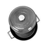 Lava Döküm Çok Amaçlı Yayvan Tencere Döküm Demir Kubbe Form Kapak Premium Serisi Çap(Ø)28cm.  Gri - 3