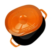 Lava Döküm Oval Tencere Döküm Demir Kapak Experience Serisi Ölçü 24x33cm.  Turuncu thumbnail 3