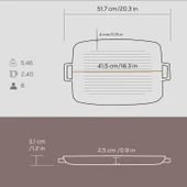 Lava Döküm Dikdörtgen Izgara Tepsi Döküm Demir Yekpare Çift Kulplu Ölçü 31x42cm. - 5