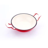 Lava Döküm Mini Wok Yekpare Kulplu Cam Kapaklı Edition Serisi Çap(Ø)16cm.  Kırmızı thumbnail 2