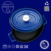 Lava Döküm Oval Tencere. Trendy Serisi Ölçü 23x29cm.  Mavi thumbnail 4