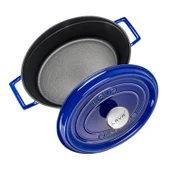 Lava Döküm Oval Tencere Döküm Demir Yekpare Kulplu Premium Serisi Ölçü 23x29cm.  Mavi thumbnail 3