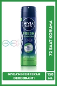 NIVEA Men Erkek Sprey Deodorant Fresh Sensation 150ml, 72 Saat Anti-perspirant Koruma, Uzun Süreli Koruma - 1