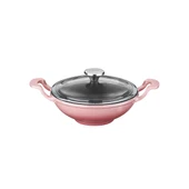 Lava Döküm Mini Wok Yekpare Kulplu Cam Kapaklı Çap(Ø)16cm.  Pembe - 1