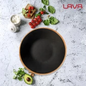 Lava Döküm Yuvarlak Servis Tabağı ve Kayın Servis Ahşabı. Çap(Ø)25cm. - 5