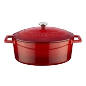 Lava Döküm Oval Tencere. Folk Serisi Ölçü 21x27cm.  Kırmızı - 1