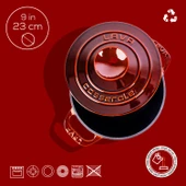 Lava Döküm Yuvarlak Tencere Döküm Demir Kapak Experience Majolik Serisi Çap(Ø)23cm  Kırmızı thumbnail 4