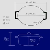 Lava Döküm Oval Tencere. Trendy Serisi Ölçü 21x27cm.  Mavi thumbnail 5