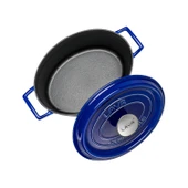 Lava Döküm Oval Tencere Döküm Demir Yekpare Kulplu Premium Serisi Ölçü 21x27cm.  Mavi thumbnail 3